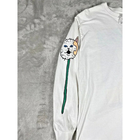 RIP N Dip T Shirt Men's White Long Sleeve Cat Middle Finger RIPNDIP Sz Med - Picture 3 of 12